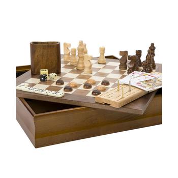 推荐Hey Play 7-In-1 Classic Wooden Board Game Set - Old Fashioned Family Game Night Cards, Dice, Chess, Checkers, Backgammon, Dominoes And Cribbage商品