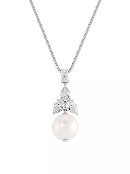 商品Adriana Orsini | Versailles Rhodium-Plated, Cubic Zirconia & Cultured Freshwater Pearl Pendant Necklace,商家Saks Fifth Avenue,价格¥944图片