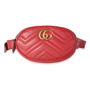 古驰腰包, [二手商品] Gucci | Gucci Red Matelasse Calfskin Marmont Belt Bag 95商品图片 