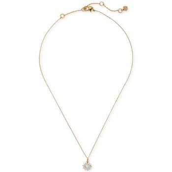 kate spade项链, Kate Spade | Gold-Tone Pavé & Imitation Pearl Halo Pendant Necklace, 16" + 3" extender商品图片 