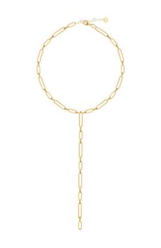 商品Gabi Rielle | Yellow Gold Vermeil Box Link Long Lariat Necklace,商家Nordstrom Rack,价格¥529图片