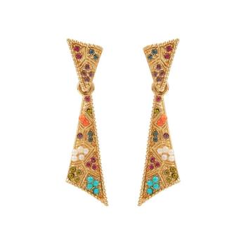 推荐1980s vintage dorlan colourful swarovski crystal clip-on earrings商品