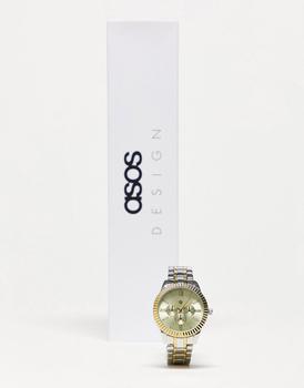 推荐ASOS DESIGN bracelet watch with gold face in silver tone商品