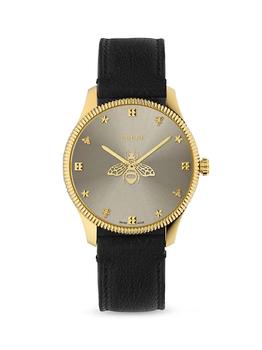 推荐G-Timeless Yellow Gold PVD & Leather Strap Watch商品