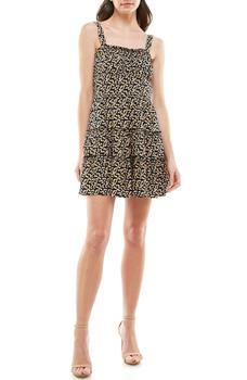 ROW A, ROW A | Emma Square Neck Sleeveless Floral Print Ruffle Trim A-Line Dress商品图片 