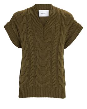 FRAME | Cable Knit Merino Wool Vest in Surplus商品图片,6.4折×额外9折, 额外九折