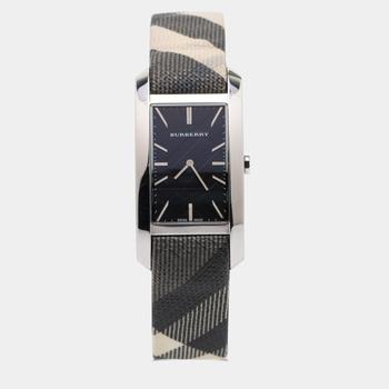 [二手商品] Burberry | Burberry Black Stainless Steel Leather Nova Check BU9405 Women's Wristwatch 25 mm商品图片,5.7折