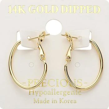 FASHNZFAB | 14K Gold Dipped Hypoallergenic Oval Hoop Earrings - Gold,商家Premium Outlets,价格¥147