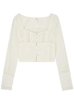 推荐Joi lace-trimmed cotton blouse商品