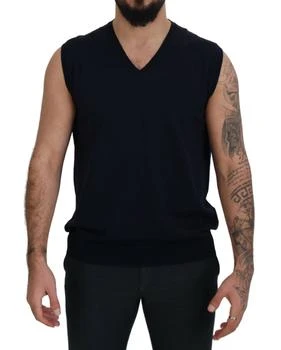 Paolo Pecora Milano | Paolo Pecora Milano Black Cotton V-neck Sleeveless Tank T-shirt,商家SEYMAYKA,价格¥965