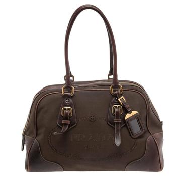 [二手商品] Prada | Prada Brown Leather and Canvas Bowling Bag商品图片,3.8折