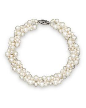 推荐Cultured Freshwater Pearl Woven Bracelet in 14K White Gold, 3mm - 100% Exclusive商品