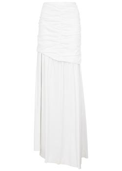 推荐Monet ruched layered stretch-cotton maxi skirt商品