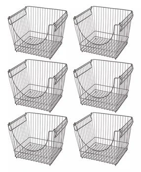 Smart Design | Set of 6 Large Stacking Baskets with Handles, 12.5" x 8.5",商家Macy's,价格¥785