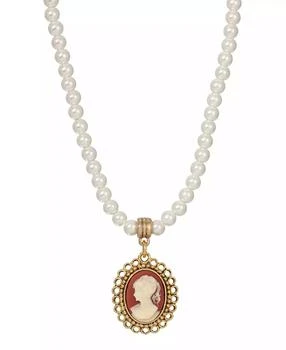 2028 | Acrylic Imitation Pearl Cameo Pendant Necklace,商家Macy's,价格¥186