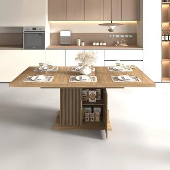 Streamdale Furniture | Streamdale Expandable Dining Table with Storage, Seats 6-10,商家Premium Outlets,价格¥3177