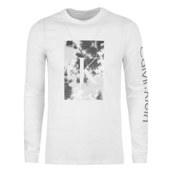 Calvin Klein | CALVIN KLEIN 男士白色棉质徽标印花圆领长袖T恤 40IC847-540商品图片,满$100享9.5折, 满折