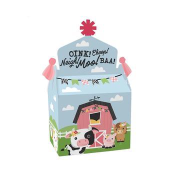 商品Big Dot of Happiness | Girl Farm Animals - Treat Box Party Favors - Pink Barnyard Baby Shower or Birthday Party Goodie Gable Boxes - Set of 12,商家Macy's,价格¥129图片