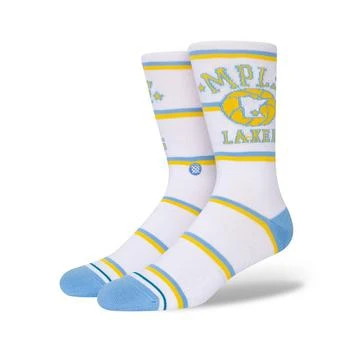 推荐Men's Los Angeles Lakers Hardwood Classics Stripes Crew Socks商品