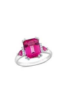 DELMAR | Sterling Silver Pink Topaz & Diamond Emerald Cut Ring,商家Nordstrom Rack,价格¥1826