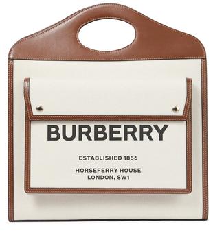 burberry包, Burberry | Pocket 中号皮革&帆布拼接托特包商品图片 