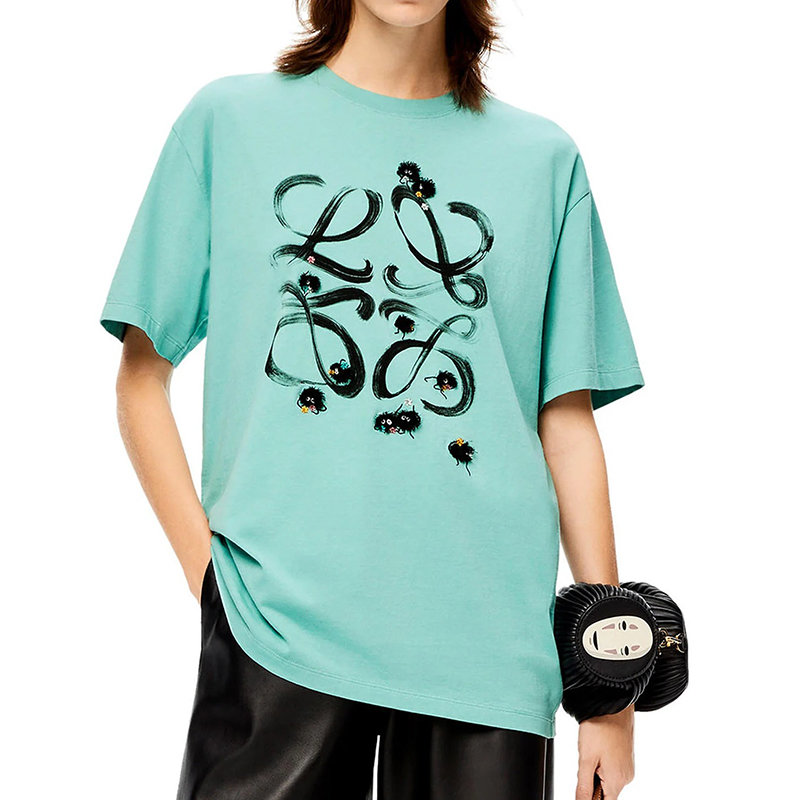 Loewe | 【预售3-7天】LOEWE/罗意威 22年春夏新款 Spirited Away千与千寻联名系列 男女同款薄荷绿色纯棉笔触效果Logo刺绣短袖T恤H848Y22X15-4330商品图片,8折×额外9.5折, 包邮包税, 额外九五折