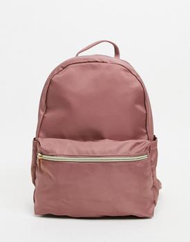 ASOS | ASOS DESIGN simple backpack with front pocket in mauve商品图片,6折×额外9.5折, 额外九五折