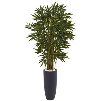 NEARLY NATURAL, NEARLY NATURAL | 6.5' Bamboo Artificial Tree in Gray Cylinder Planter商品图片 6.9折