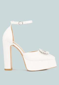 London Rag | maeissa pearls brooch detail platform block heel sandals,商家Premium Outlets,价格¥320