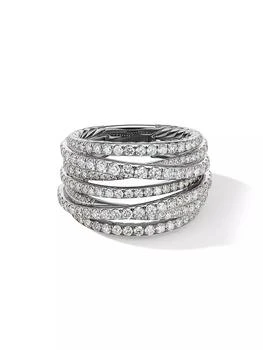 David Yurman | Pavé Crossover Ring in 18K White Gold,商家Saks Fifth Avenue,价格¥64697