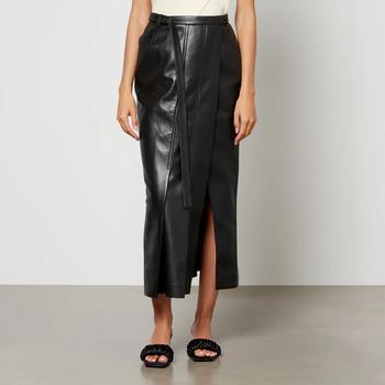 推荐Nanushka Fida Pleated Regenerated Leather Midi Skirt商品