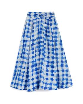 Rosie Assoulin | Check Watercolor Pleated Midi Skirt商品图片,满$150减$30, 满减