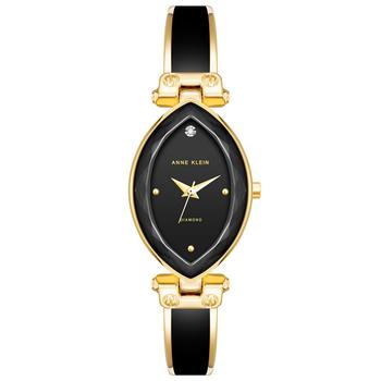 Anne Klein | Women's Three-Hand Quartz Gold-Tone Alloy with Black Enamel Bracelet Watch, 24mm商品图片,