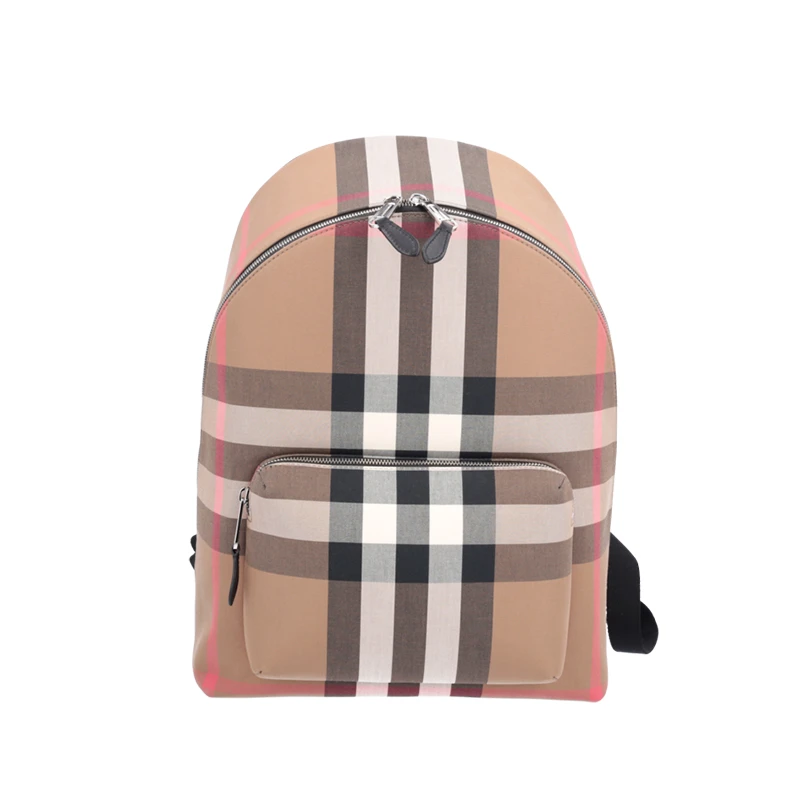 Burberry品牌, 商品【现货】博柏利 灰褐色纺织格纹装饰拉链配口袋双肩包80845501, 价格¥4396