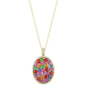 Effy | EFFY® Multi-Gemstone (5-7/8 ct. t.w.) & Diamond (1/2 ct. t.w.) 18" Pendant Necklace in 14k Gold,商家Macy's,价格¥60587