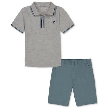 Calvin Klein | Toddler Boy Heather Pique Polo Shirt and Twill Shorts,商家Macy's,价格¥262