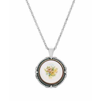 推荐Women's Flower Round Stone Pendant Necklace商品