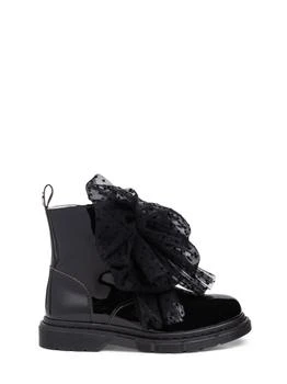 MONNALISA | Patent Leather Boots W/ Tulle Bow 额外6.5折, 额外六五折
