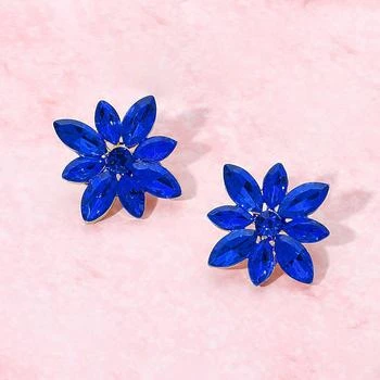 FASHNZFAB | Marquise Stone Cluster Flower Earrings - Gold, Sapphire,商家Premium Outlets,价格¥149