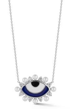 Sphera Milano | CZ & Imitation Pearl Evil Eye Pendant Necklace,商家Nordstrom Rack,价格¥450