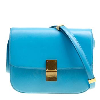 推荐Celine Turquoise Leather Medium Classic Box Shoulder Bag商品