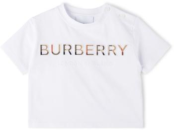 男装burberry t恤, Burberry | 白色 Vintage Check 徽标婴儿 T 恤商品图片 