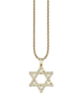 Sydney Evan | 14K Yellow Gold Baguette & Round Diamond Bezel Star of David Charm Necklace, 0.26 ct. t.w.,商家Bloomingdale's,价格¥13615