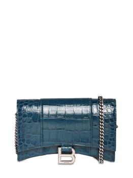 巴黎世家沙漏包价格, Balenciaga | Hourglass Embossed Leather Chain Wallet商品图片 