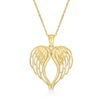 Ross-Simons | Ross-Simons 14kt Yellow Gold Angel Wings Heart Pendant Necklace,商家Premium Outlets,价格¥2206