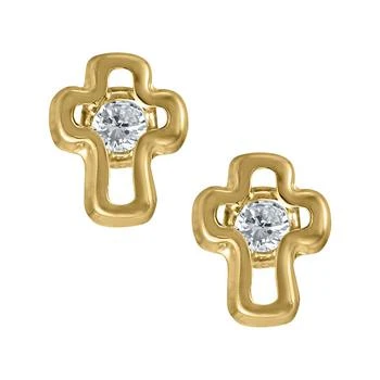 Macy's | Children's Cubic Zirconia Cross Earrings in 14k Yellow Gold,商家Macy's,价格¥786