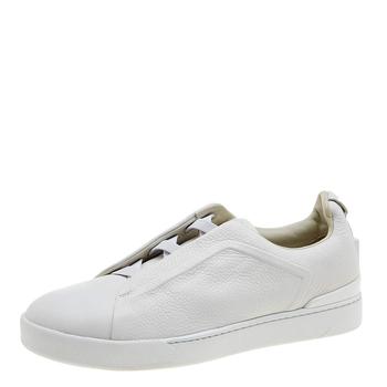 更多zegna鞋, [二手商品] Zegna | Ermenegildo Zegna Couture White Leather Triple Stitch Low Top Sneakers Size 46商品图片 6.3折