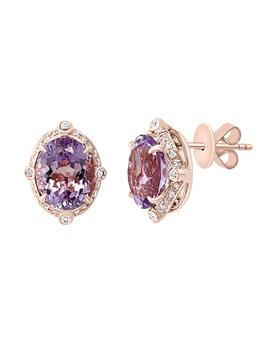 推荐14K Rose Gold Diamond  Amethyst Earrings商品