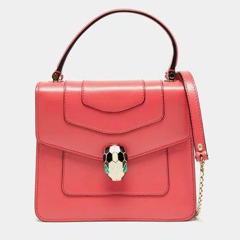 bvlgari包, [二手商品] BVLGARI | Bvlgari Pink Leather Serpenti Forever Flap Top Handle Bag商品图片 8.2折, 满1件减$100, 满减