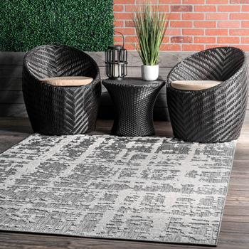 nuLOOM, nuLOOM | nuLOOM Adley Textured Abstract Lines Indoor/Outdoor Area Rug商品图片 2.8折